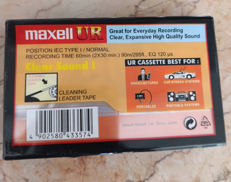 نوار کاست قاب دارخام 60 min مکسل UR قرمز ژاپن maxell UR ساخت هیتاچی مکسل
